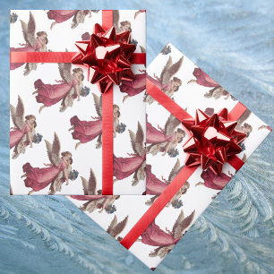 Papier Cadeau Noël vintage, Ange victorien Guardian