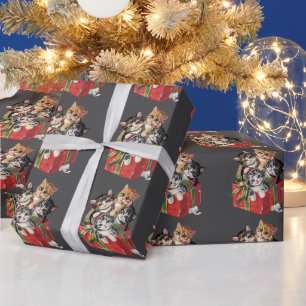 Papier Cadeau Noël vintage années 90 amateur de chats rétro chat