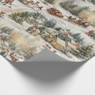 Papier Cadeau Noël vintage au pays des merveilles d'hiver