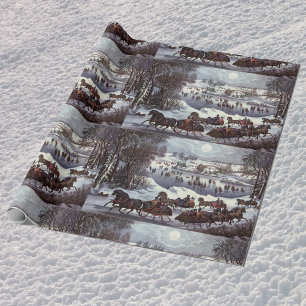 Papier Cadeau Noël vintage, Central Park en hiver