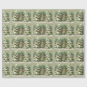 Papier Cadeau Noël vintage d'arbres (Plat)