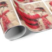 Papier Cadeau Noël vintage Noël Père Noël Snowman (Coin rond)