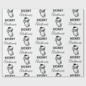 Papier Cadeau Noël Vintage Noir Blanc Père Noël (Plat)