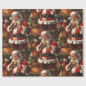 Papier Cadeau Noël vintage Père Noël (Plat)