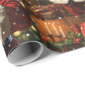 Papier Cadeau Noël vintage Père Noël (Coin rond)