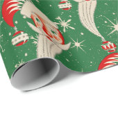 Papier Cadeau Noël Vintage - Père Noël & Snowflakes (Coin rond)