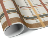 Papier Cadeau Noël vintage | Plaid | Rouge & Crème & Tan (Coin rond)