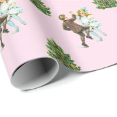 Papier Cadeau Noël Vintage pour enfants dansants (Coin rond)