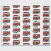 Papier Cadeau Noël vintage Red Truck (Plat)