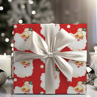 Papier Cadeau Noël vintage Retro Classic Père Noël
