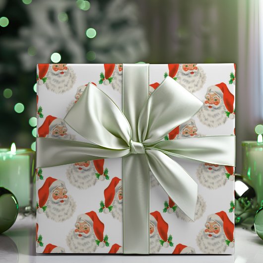 Papier Cadeau Noël vintage Retro Jolly Santa Claus