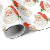 Papier Cadeau Noël vintage Retro Jolly Santa Claus (Coin rond)