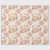 Papier Cadeau Noël Vintage rose (Plat)