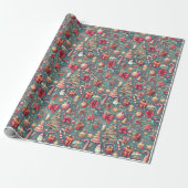 Papier Cadeau Noël Vintage Rose (Déroulé)