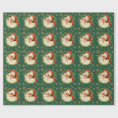 Papier Cadeau Noël Vintage Santa Claus (Plat)