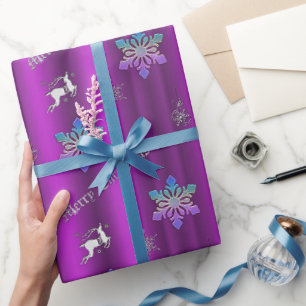 Papier Cadeau Noël violet luxueux