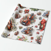 Papier Cadeau Noël Violon Vintage (Déroulé)