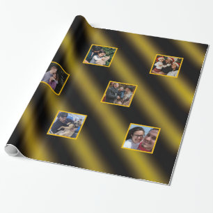 Papier Cadeau Noël Wavy Motif Gold & Black 8 Photos