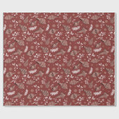 Papier Cadeau Noël Whimsical Scandinave Botanical Rouge (Plat)