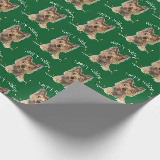 Papier Cadeau Noël Yorkshire Terrier en vert (Coin)