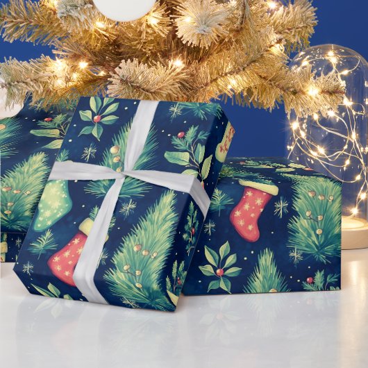 Papier Cadeau Noëls Arbres Berries Noël (Vacances)