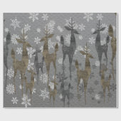 Papier Cadeau Noëls et flocons de neige gris acier (Plat)