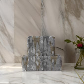 Papier Cadeau Noëls et flocons de neige gris acier