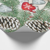 Papier Cadeau Noëls Pine Cône et Coeurs d'Artisanat Neige (Coin)