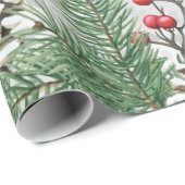 Papier Cadeau Noëls Pine Cône et Coeurs d'Artisanat Neige (Coin rond)