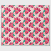 Papier Cadeau Noëls rouges, roses et verts (Plat)