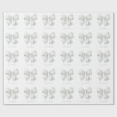 Papier Cadeau Nœud blanc à la mode personnalisé avec nom et mono (Plat)