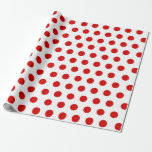 Papier Cadeau Noeud blanc et rouge médium Polka Point Christmas<br><div class="desc">Enveloppez vos cadeaux avec style avec ces pois de taille moyenne rouge et blanche sur du papier d'emballage.  Idéal pour les cadeaux de Noël,  les mariages et les fêtes.</div>
