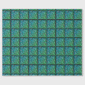 Papier Cadeau Noeud celtique - Design Carré bleu vert (Plat)