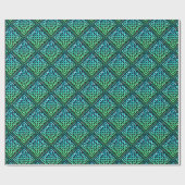 Papier Cadeau Noeud celtique - Papier d'enveloppement vert bleu  (Plat)