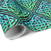 Papier Cadeau Noeud celtique - Papier d'enveloppement vert bleu  (Coin rond)