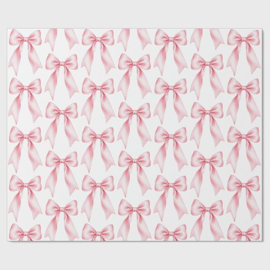 Papier Cadeau Nœud Coquette Aquarelle Rose Tendance Féminin Fémi (Plat)