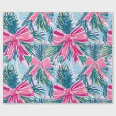 Papier Cadeau Nœud de Noël rose à arc funky (Plat)
