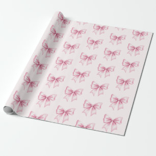 Papier Cadeau Nœud papillon Coquette aquarelle rose tendance fém