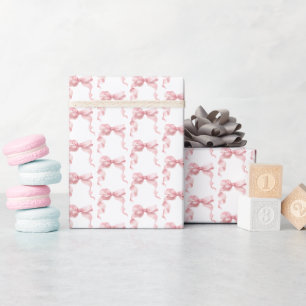 Papier Cadeau Nœud Papillon Rose Coquette Anniversaire