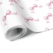 Papier Cadeau Nœud Rose Féminin (Coin rond)