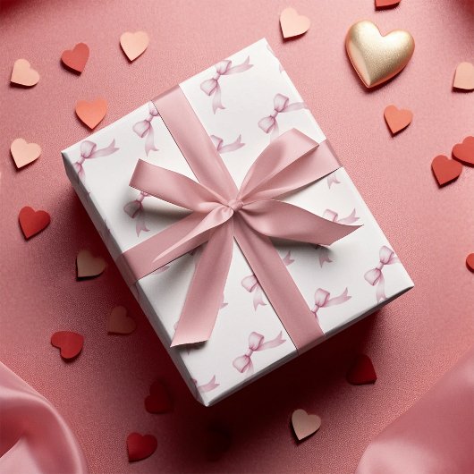 Papier Cadeau Nœud Rose Féminin