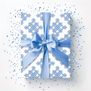Papier Cadeau Nœud sans fin diamanté teinte bleue