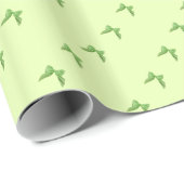 Papier Cadeau Nœud vert, fond vert clair (Coin rond)