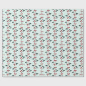 Papier Cadeau Noeuds de Noël Vert Rétro Coquette Décembre (Plat)