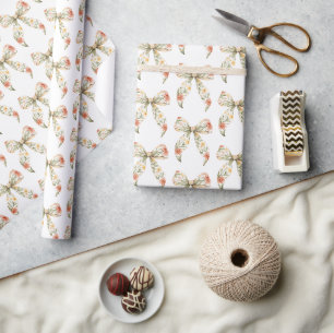 Papier Cadeau Nœuds Floraux Rouges Anniversaire