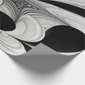 Papier Cadeau Noir Abstrait et blanc avec art fractal vert (Coin)