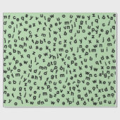 Papier Cadeau Noir Alphabet Lettres Design (Plat)