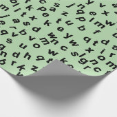 Papier Cadeau Noir Alphabet Lettres Design (Coin)