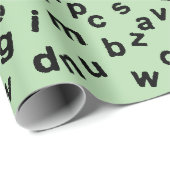 Papier Cadeau Noir Alphabet Lettres Design (Coin rond)