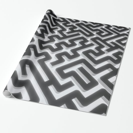 Papier Cadeau Noir argenté de labyrinthe (Déroulé)